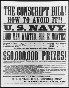 Poster published on behalf of the Naval Rendezvous, Salem, Massachusetts. US National Archives via NHHC conscripting American Civil War Sailor Bluejackets