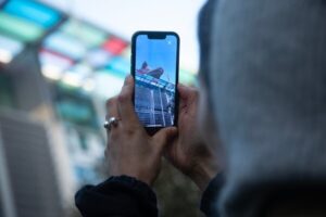 Public art intervention SOW at DEFRA, augmented reality pig, credit Naho Matsuda